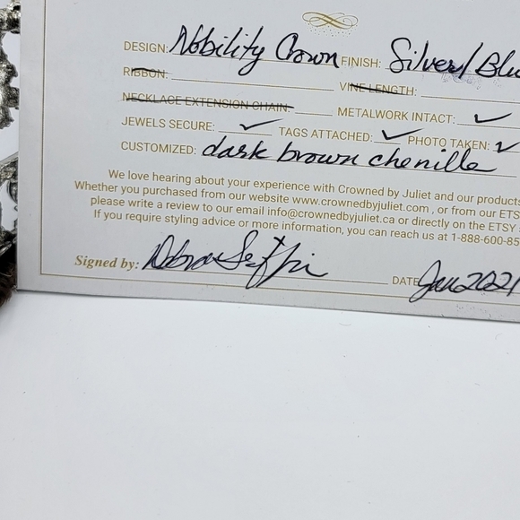 Crowned By Juliet | Sapphire Blue And Silver Bridal Crown - Picture 2 of 7